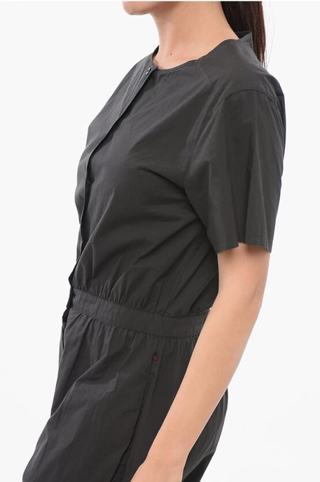 Kurzärmliger Overall aus Popeline-Baumwolle in Schwarz - Image 3