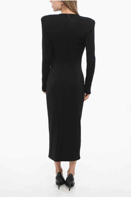 Langes Kleid mit Reißverschluss und Strassbändern in Schwarz - Image 2