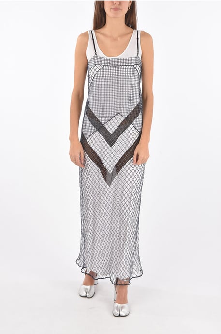 MM1 Mesh-Maxikleid mit Petticoat-Innenseite in Blau - Image 1
