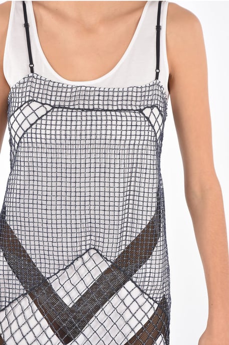 MM1 Mesh-Maxikleid mit Petticoat-Innenseite in Blau - Image 3