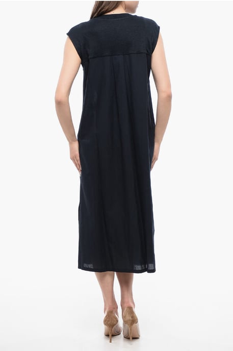 Ärmelloses Leinenkleid mit V-Ausschnitt in Mitternachtsblau - Image 2