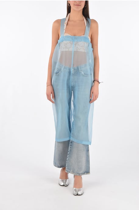 MM0 Transparentes, ärmelloses Etuikleid in Blau - Image 4