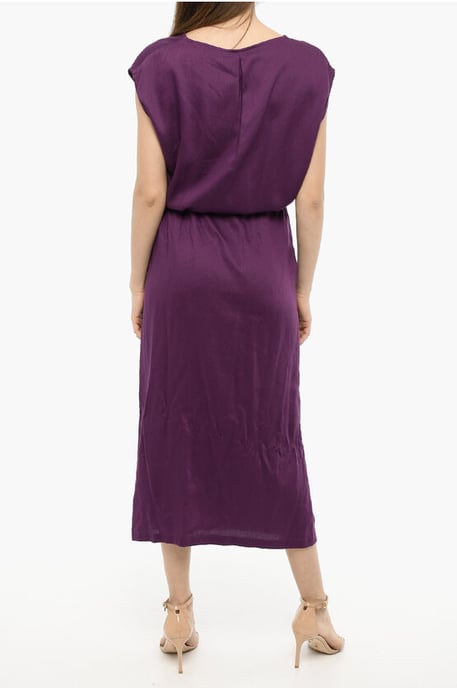 Einfarbiges Maxikleid aus Twill in Violett - Image 2