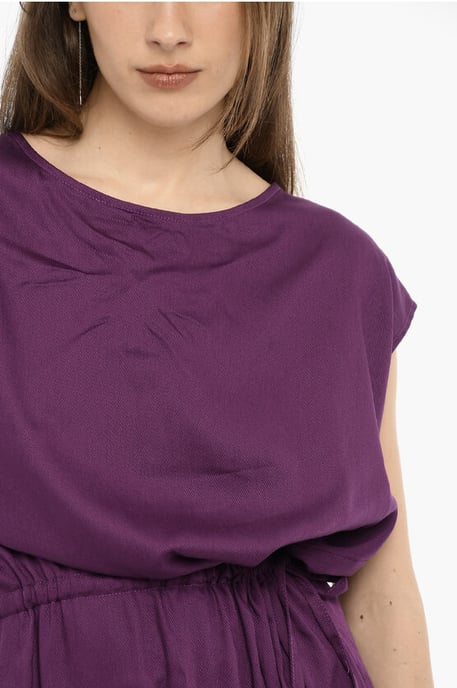 Einfarbiges Maxikleid aus Twill in Violett - Image 3