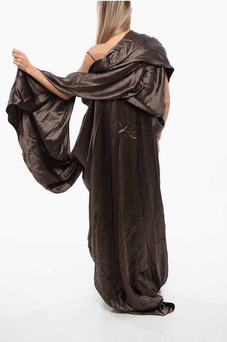 Seidenkleid mit Cape in Braun - Image 2