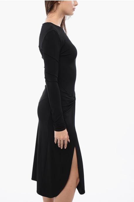 TWIST Wickel-Midikleid aus Crêpe-Viskose in Schwarz - Image 3
