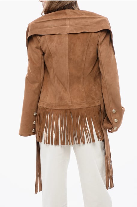 Wildlederjacke mit Fransen in Beige - Image 2