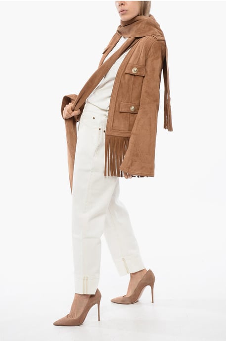 Wildlederjacke mit Fransen in Beige - Image 4