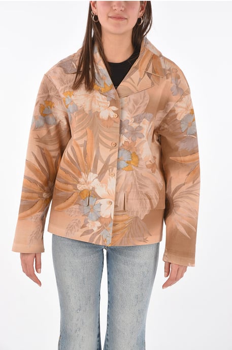 MM0 Blazer mit Blumenmuster und Lederinnenseite in Pink - Image 1