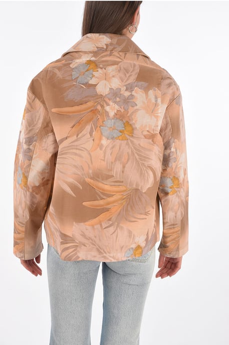 MM0 Blazer mit Blumenmuster und Lederinnenseite in Pink - Image 2