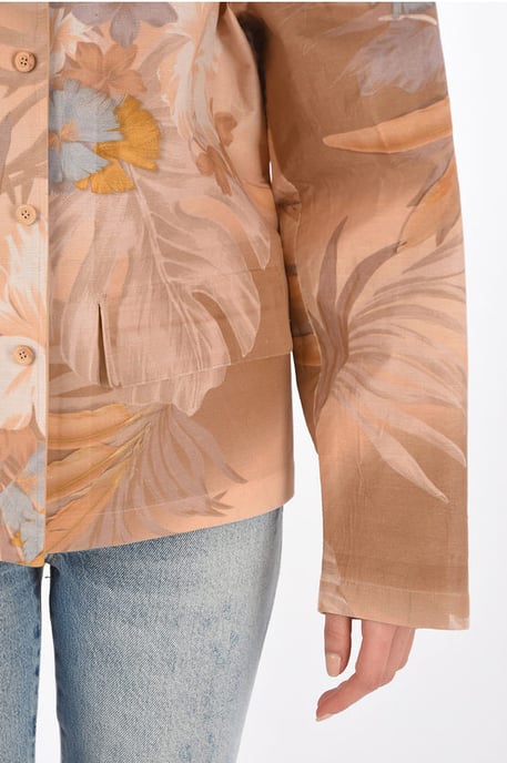 MM0 Blazer mit Blumenmuster und Lederinnenseite in Pink - Image 3