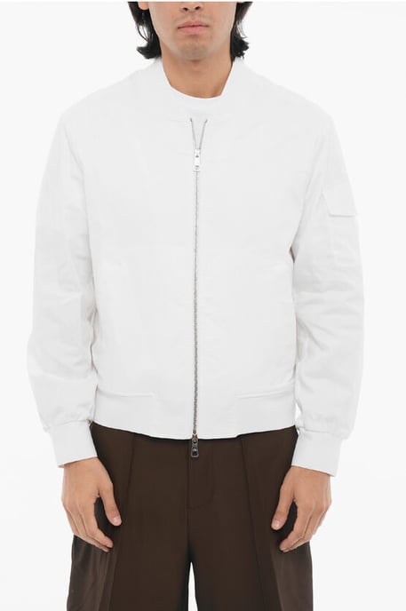 Leichte, Skinny Fit Bomberjacke mit Reißverschluss in Weiß - Image 1