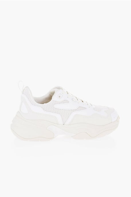 CROQUIS Einfarbige Low-Top-Sneaker aus Mesh und Wildleder in Weiß - Image 3