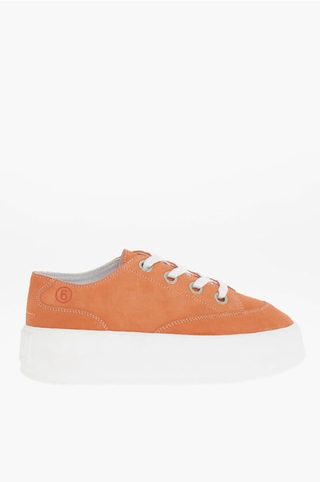 MM6 Niedrige Wildleder-Sneaker mit kontrastierender Plateausohle, 5,5 cm, in Orange - Image 3