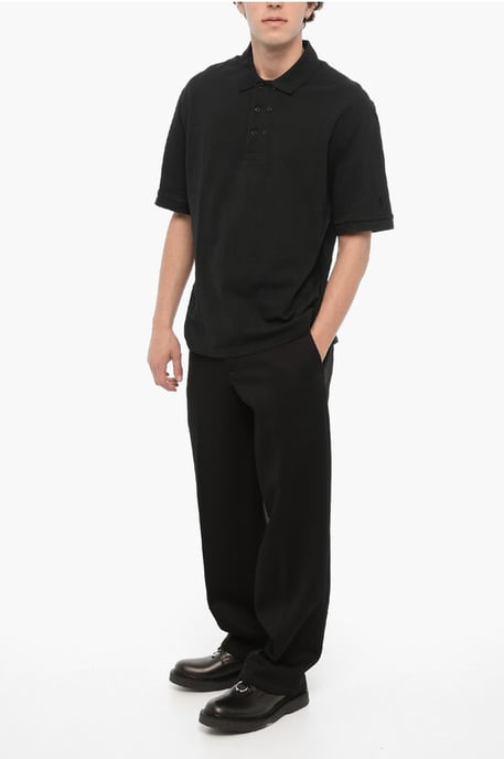 Locker geschnittenes Poloshirt aus Piquet-Baumwolle in Blau - Image 4