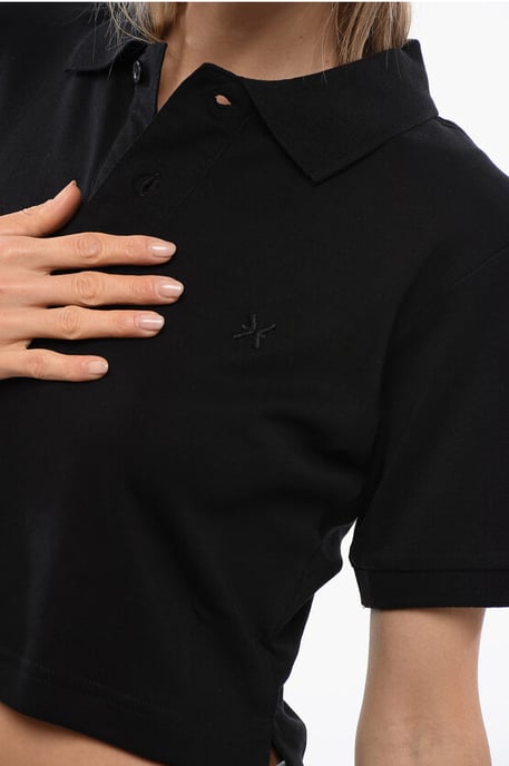 Kurzes AICARDI-Polo mit Ton-in-Ton-Stickerei in Schwarz - Image 3