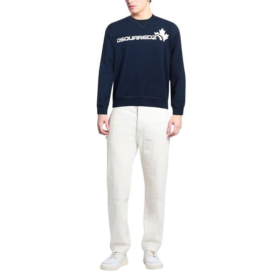 Dsquared2 - Marineblaues Sweatshirt mit auffälligem Ahornblatt-Logo - Image 2