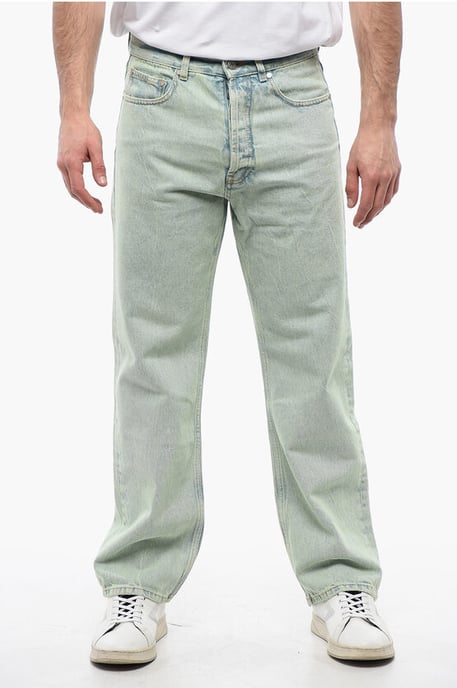 Straight Fit OVERDYE LOGO Jeans mit Gürtelschlaufen 24cm in Hellblau - Image 1