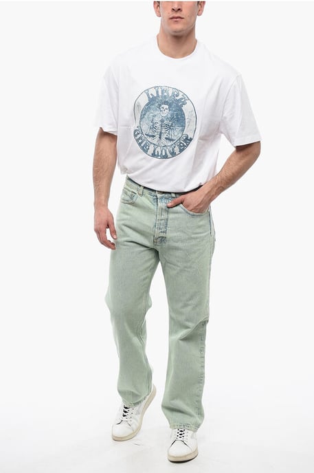 Straight Fit OVERDYE LOGO Jeans mit Gürtelschlaufen 24cm in Hellblau - Image 4