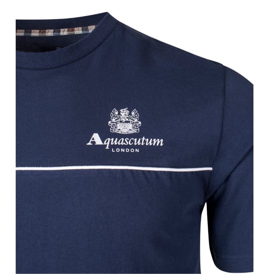 Aquascutum Active Piping Design Marineblaues T-Shirt - Image 3