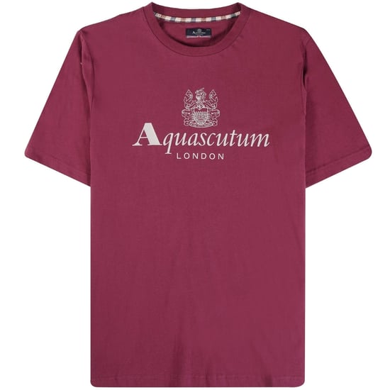 Aquascutum Active - T-Shirt mit großem Logo in Burgunderrot - Image 1