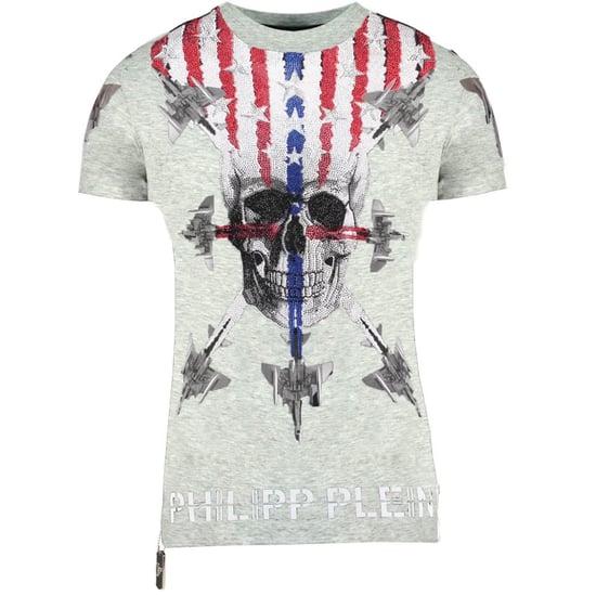 Philipp Plein - Graues T-Shirt mit Flugzeugdesign - Image 1