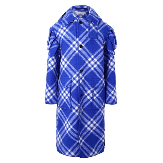 Burberry - Blau karierte Cape-Parka aus Wolle - Image 1