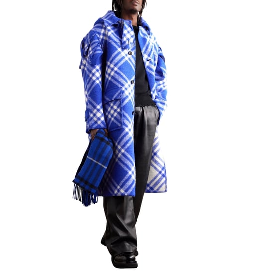 Burberry - Blau karierte Cape-Parka aus Wolle - Image 2