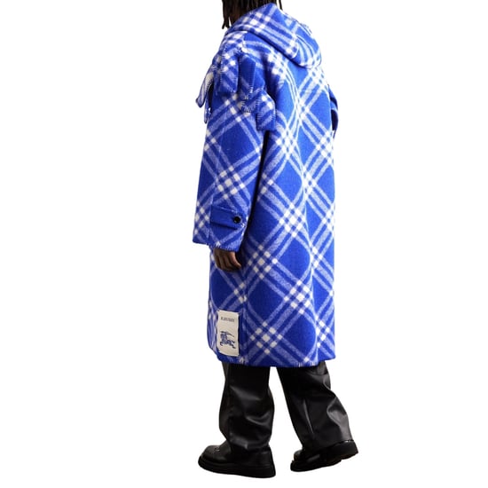 Burberry - Blau karierte Cape-Parka aus Wolle - Image 3
