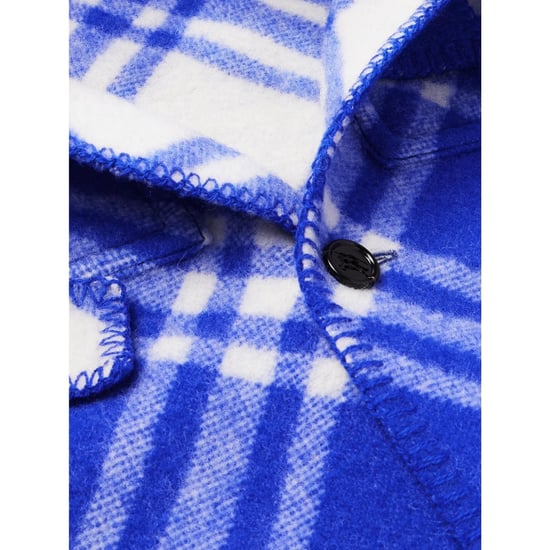 Burberry - Blau karierte Cape-Parka aus Wolle - Image 4