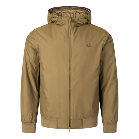 Fred Perry - Gepolsterte Brentham-Jacke mit Kapuze in Shaded Stone Brown - Image 1