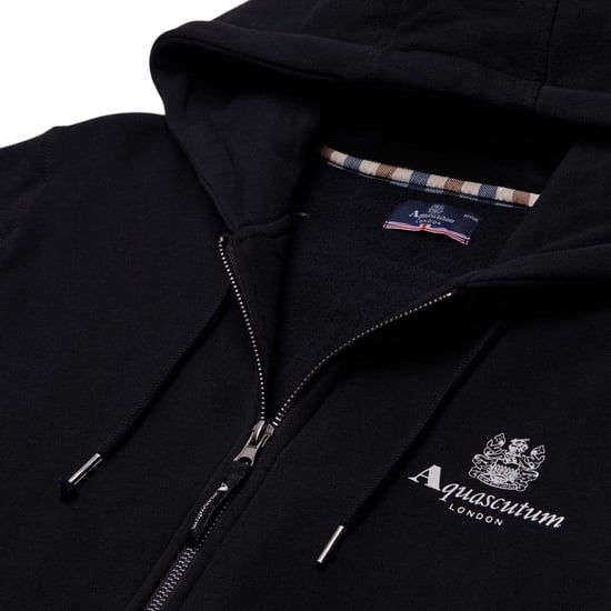 Aquascutum Active - Schwarzer Hoodie mit kleinem Logo und durchgehendem Reißverschluss - Image 2