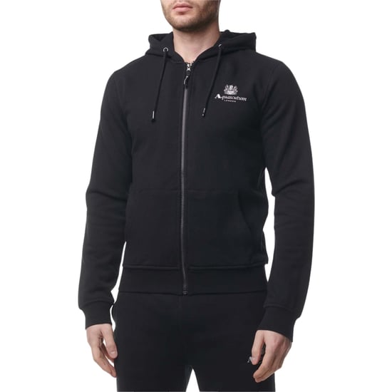 Aquascutum Active - Schwarzer Hoodie mit kleinem Logo und durchgehendem Reißverschluss - Image 3