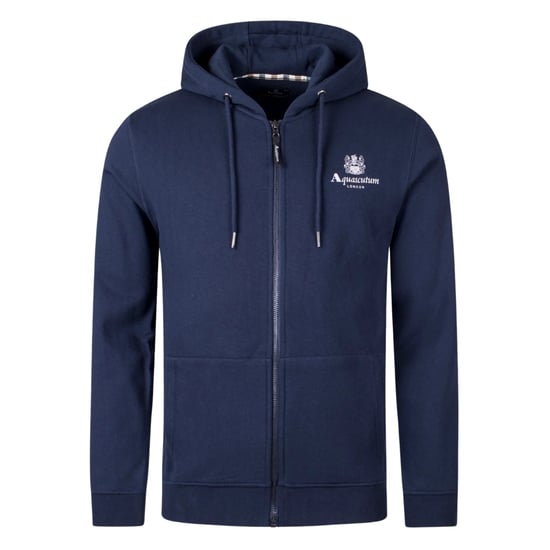 Aquascutum Active - Marineblauer Hoodie mit kleinem Logo und durchgehendem Reißverschluss - Image 1