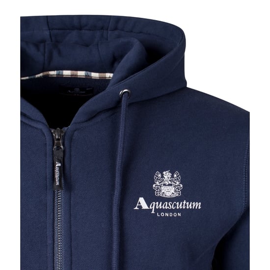 Aquascutum Active - Marineblauer Hoodie mit kleinem Logo und durchgehendem Reißverschluss - Image 3