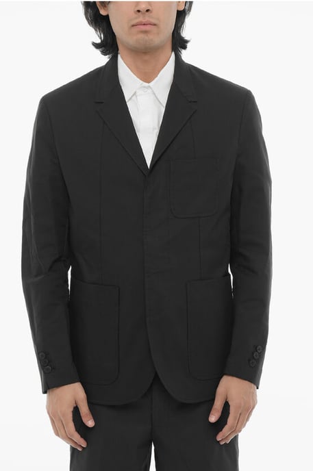 Ungefütterter Slim Fit Blazer mit aufgesetzten Taschen in Schwarz - Image 1