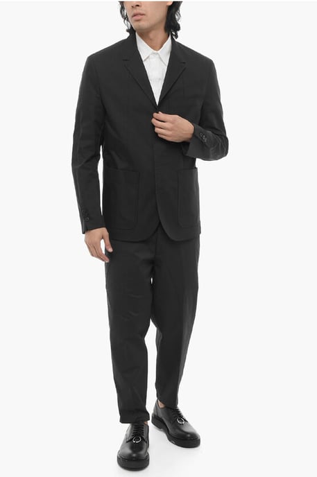 Ungefütterter Slim Fit Blazer mit aufgesetzten Taschen in Schwarz - Image 4