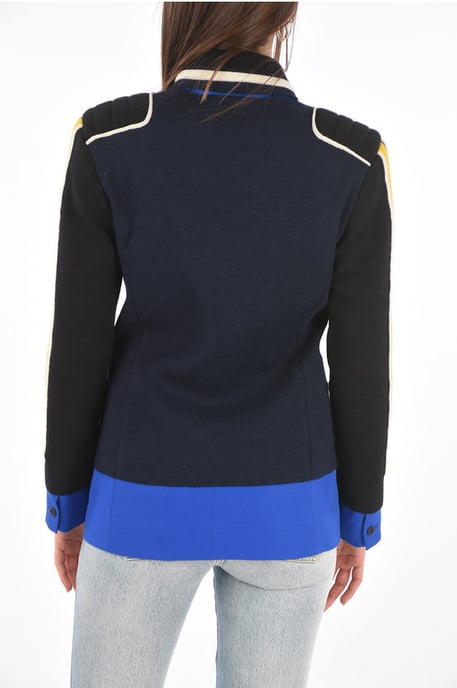 MM0 gestrickter Zweireiher-Blazer mit steigendem Revers in Blau, Schwarz - Image 2