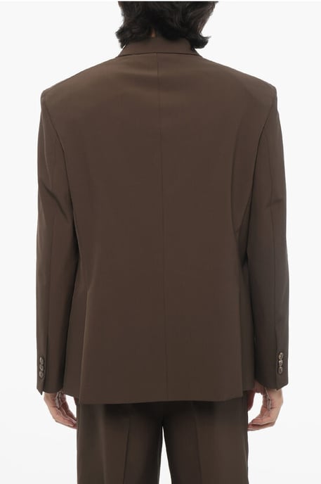 Slim Fit Blazer mit 3 Knöpfen, Seitenschlitzen und Revers in Braun - Image 2