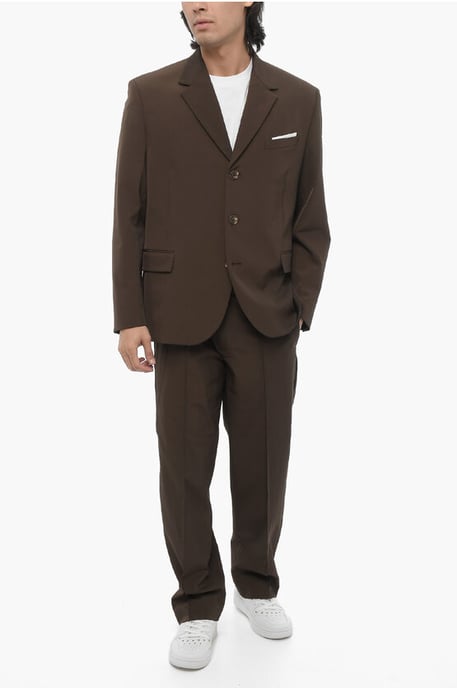 Slim Fit Blazer mit 3 Knöpfen, Seitenschlitzen und Revers in Braun - Image 4