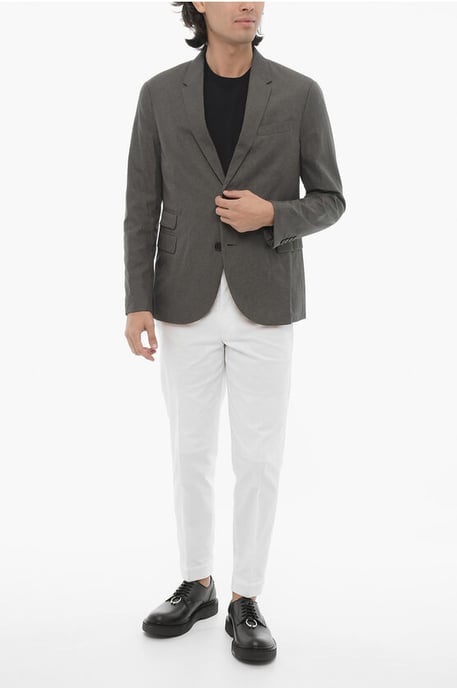 Slim Fit Blazer mit 2 Knöpfen, Seitenschlitzen und Revers in Blau - Image 4