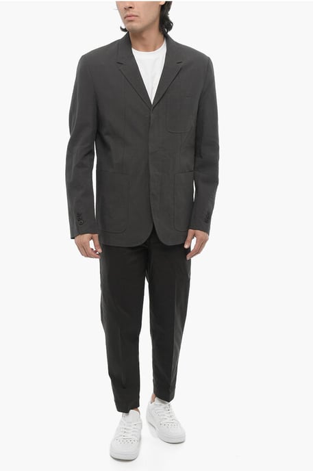 Slim Fit Blazer mit 3 Knöpfen, Seitenschlitzen und Revers in Grau - Image 4
