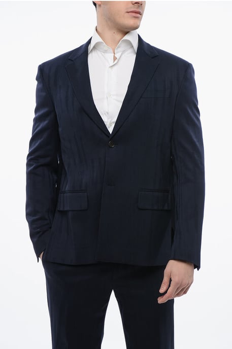 Jacquard-Design SHIBORI Blazer aus Schurwollmischung in Blau - Image 1