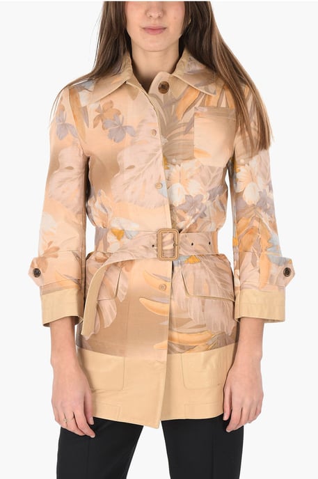 MM0 Blazer mit Lederdetails und Gürtel in Pink - Image 1
