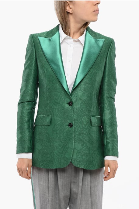 Bestickter RANBU-Blazer mit steigendem Revers in Grün - Image 1