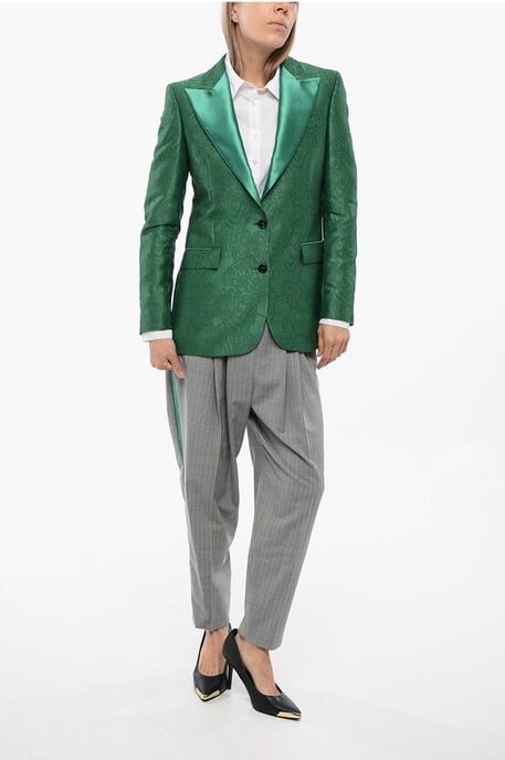 Bestickter RANBU-Blazer mit steigendem Revers in Grün - Image 4