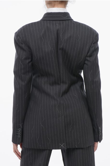 Slim Fit-Blazer aus Schurwollmischung mit Nadelstreifen in Grau - Image 2