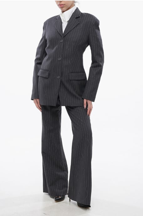 Slim Fit-Blazer aus Schurwollmischung mit Nadelstreifen in Grau - Image 4