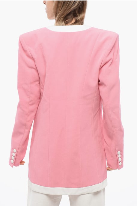 Strukturierte Crêpe de Chine-Jacke in Pink - Image 2