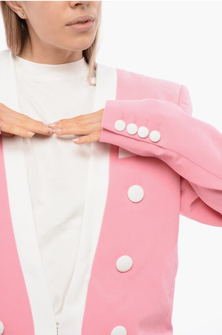Strukturierte Crêpe de Chine-Jacke in Pink - Image 3
